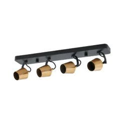 Lindby downlight de techo Sylveria, 4 luces, negro/oro, hierro