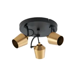 Lindby downlight de techo Sylveria, 3 luces, negro/oro, hierro
