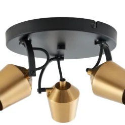 Lindby downlight de techo Sylveria, 3 luces, negro/oro, hierro