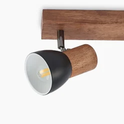 Lindby downlight de techo Tonja, 3 luces, 55 cm, madera, acero