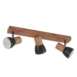 Lindby downlight de techo Tonja, 3 luces, 55 cm, madera, acero