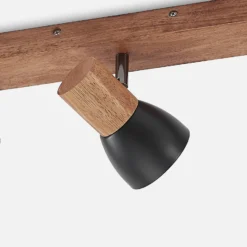 Lindby downlight de techo Tonja, 3 luces, 55 cm, madera, acero