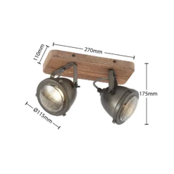 Lindby downlight Farovi, negro, 27 cm, 2 luces, GU10