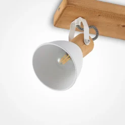 Lindby Downlight Merela, blanco, 28 cm, 2 luces, madera, E14