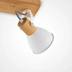 Lindby Downlight Merela, blanco, 28 cm, 2 luces, madera, E14