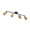Lindby Downlight Stralino, 4 luces, longitud 60 cm, madera