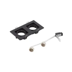 Lindby Downlight Thorid, negro, 19 x 10 cm, 2 luces, GU10