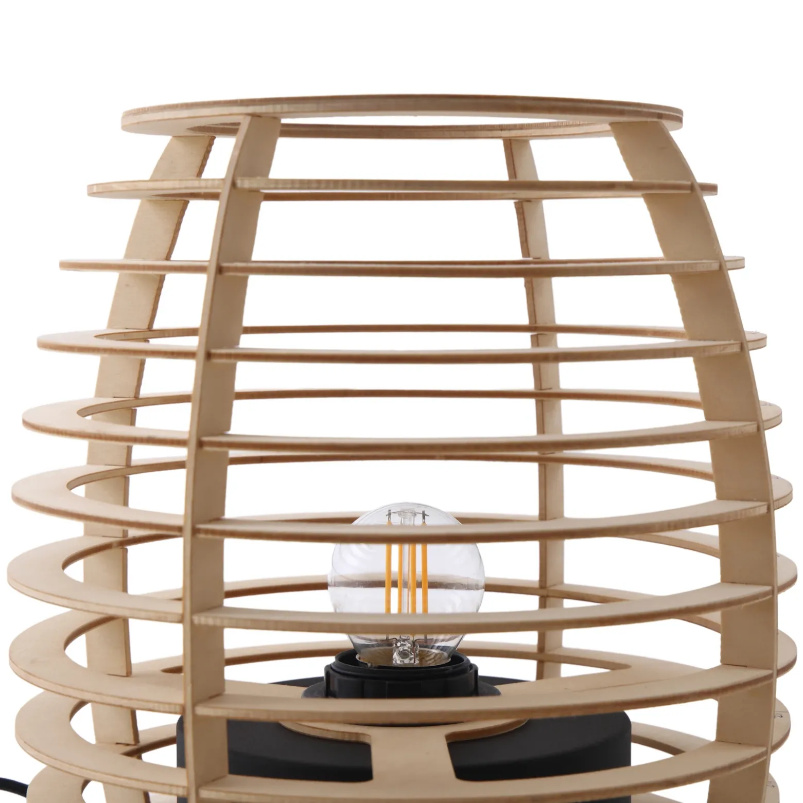 Lindby Ediz lámpara de mesa, negro, madera, 25 cm de altura, E27