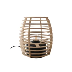 Lindby Ediz lámpara de mesa, negro, madera, 25 cm de altura, E27