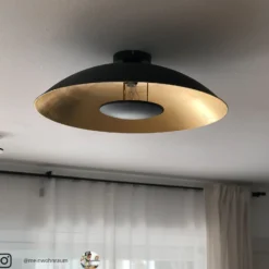 Lindby Emilienne lámpara de techo, negro/oro, metal, Ø 60 cm