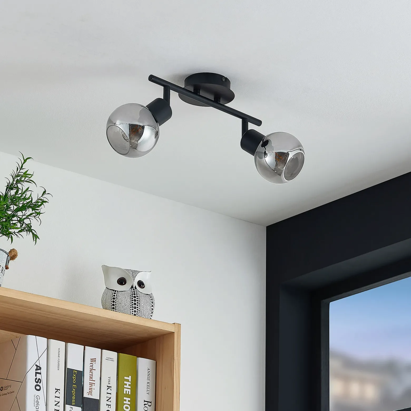 Lindby Eridia downlight, negro, 2 luces.