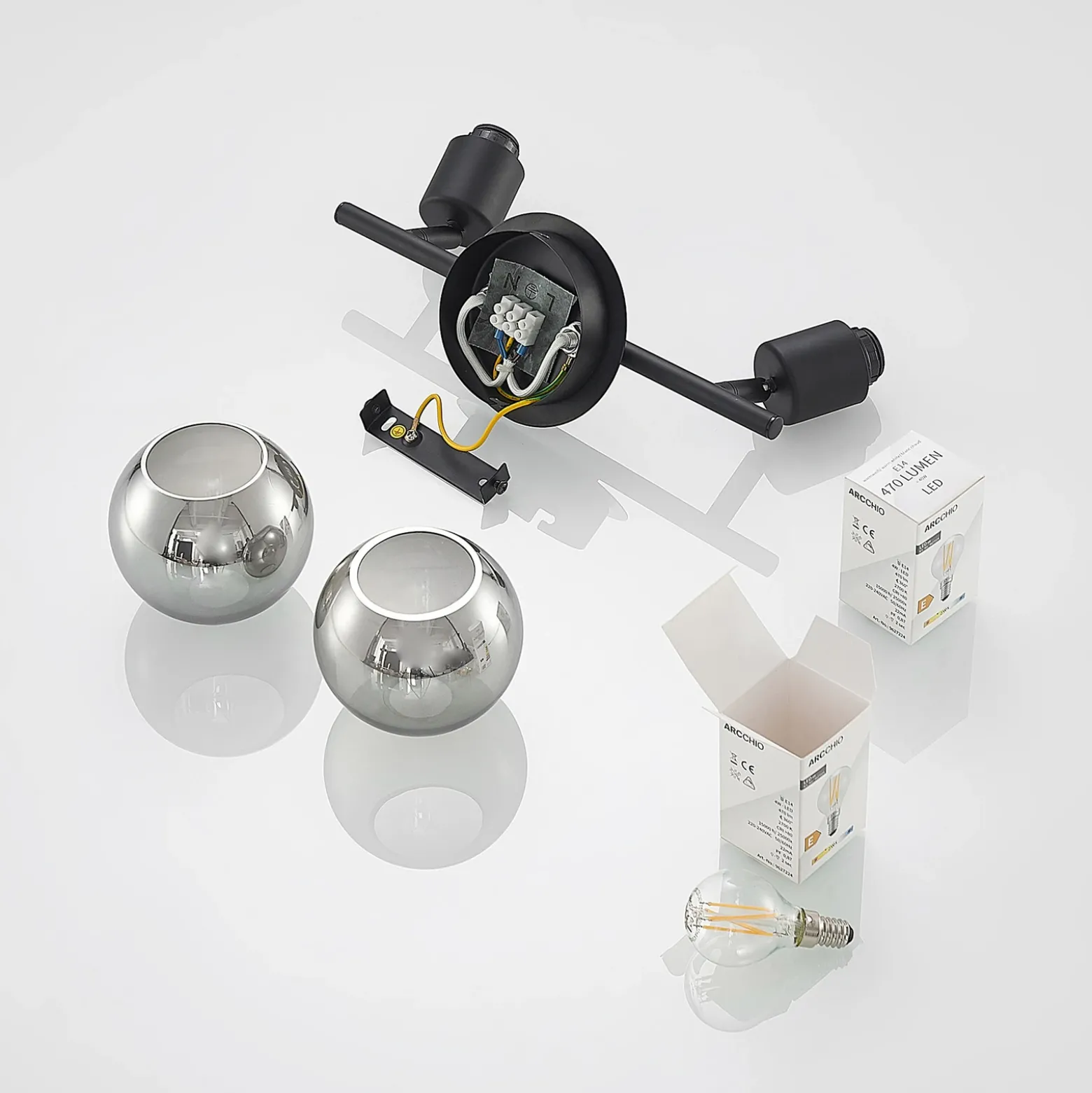 Lindby Eridia downlight, negro, 2 luces.