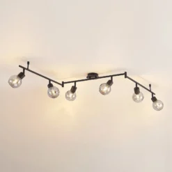 Lindby Eridia foco de techo negro 6 luces alargado