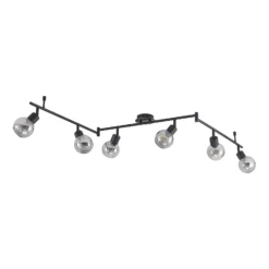 Lindby Eridia foco de techo negro 6 luces alargado