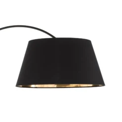 Lindby Esti lámpara de pie, negro/oro, tela, altura 192cm