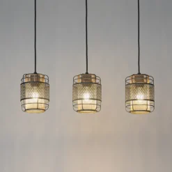 Lindby Eudoria lámpara colgante 3 luces negro/oro