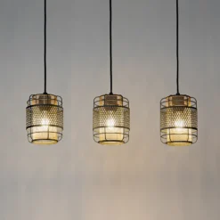 Lindby Eudoria lámpara colgante 3 luces negro/oro
