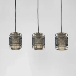 Lindby Eudoria lámpara colgante 3 luces negro/oro