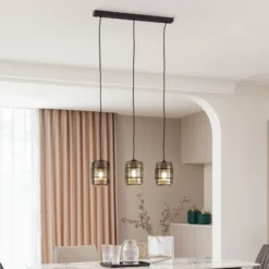 Lindby Eudoria lámpara colgante 3 luces negro/oro