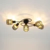 Lindby Eudoria plafón 5 luces negro/oro