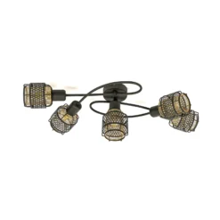 Lindby Eudoria plafón 5 luces negro/oro