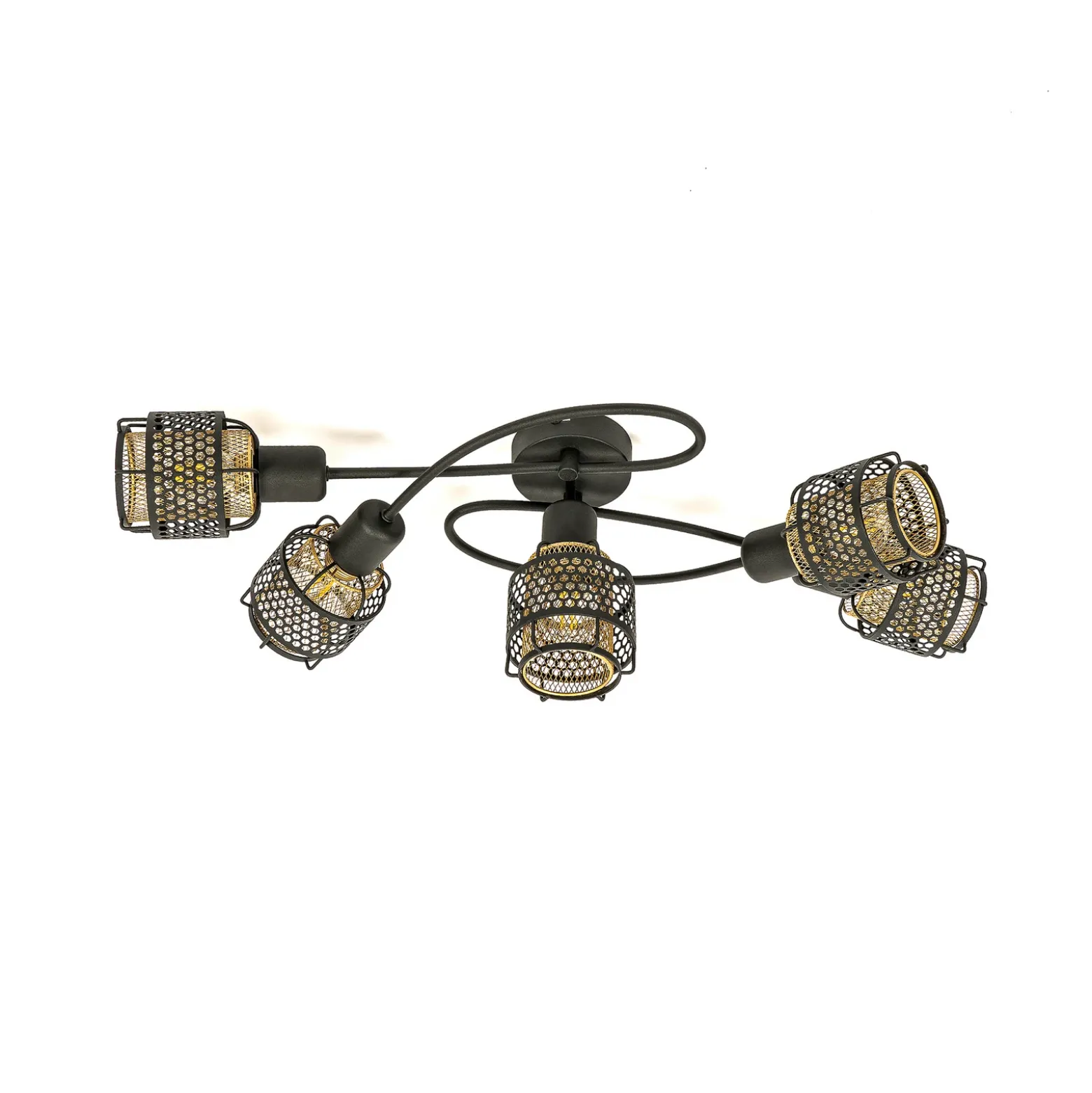 Lindby Eudoria plafón 5 luces negro/oro