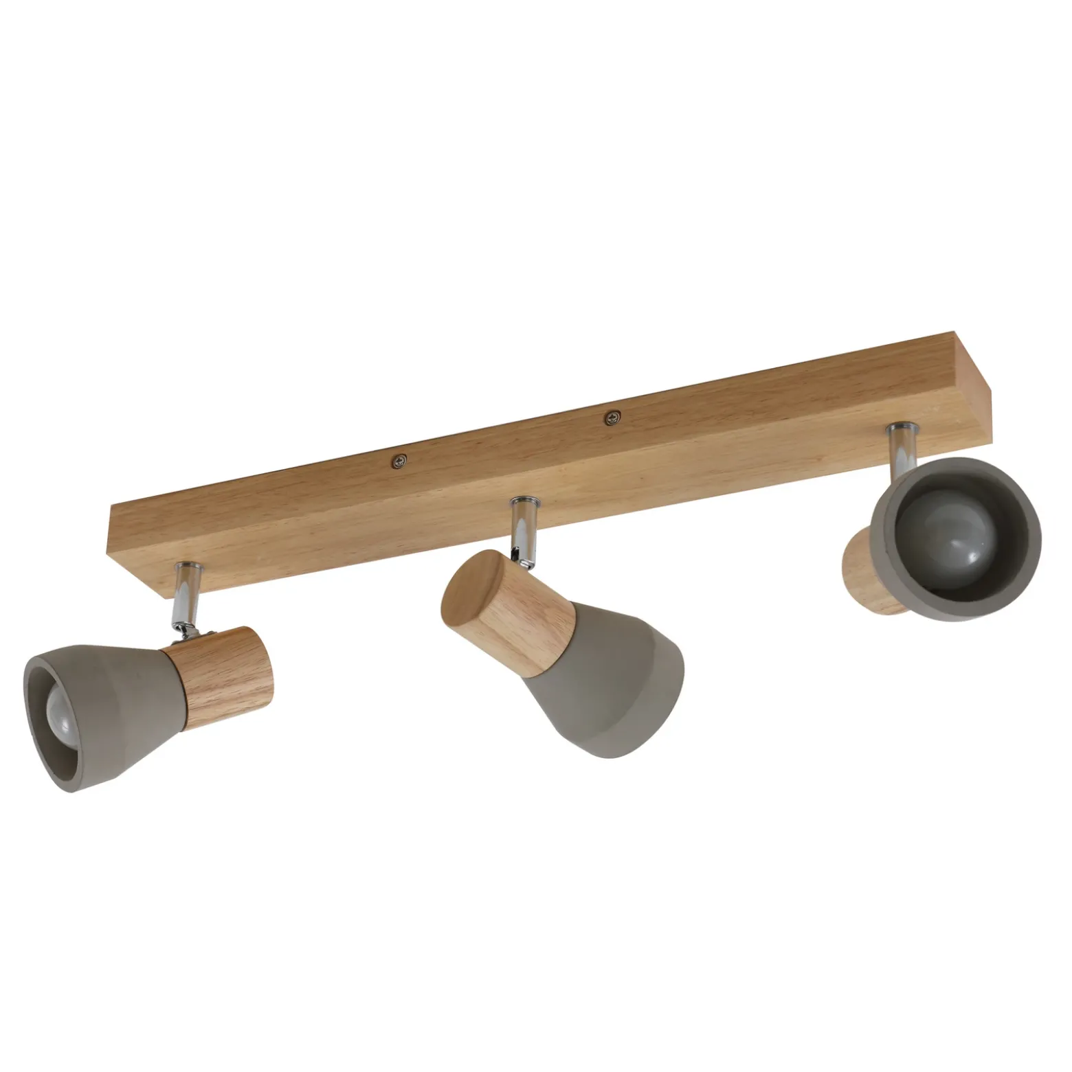 Lindby Filiz foco, 3 luces, 47 cm de largo, madera, hormigón, E14