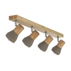 Lindby Filiz foco, 4 luces, 77 cm, madera, hormigón, E14