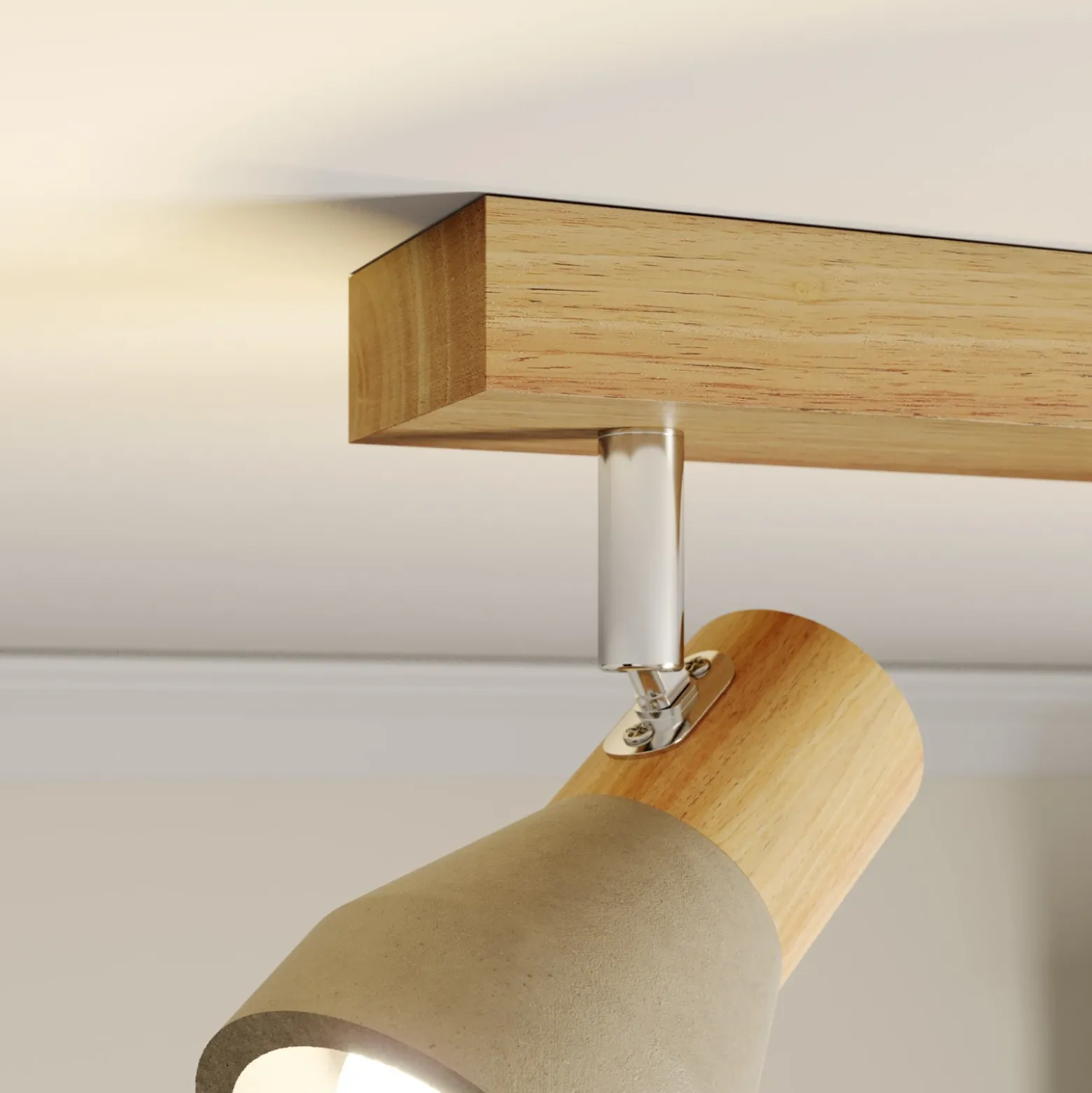 Lindby Filiz foco, 2 luces, 27 cm, madera, hormigón, E14