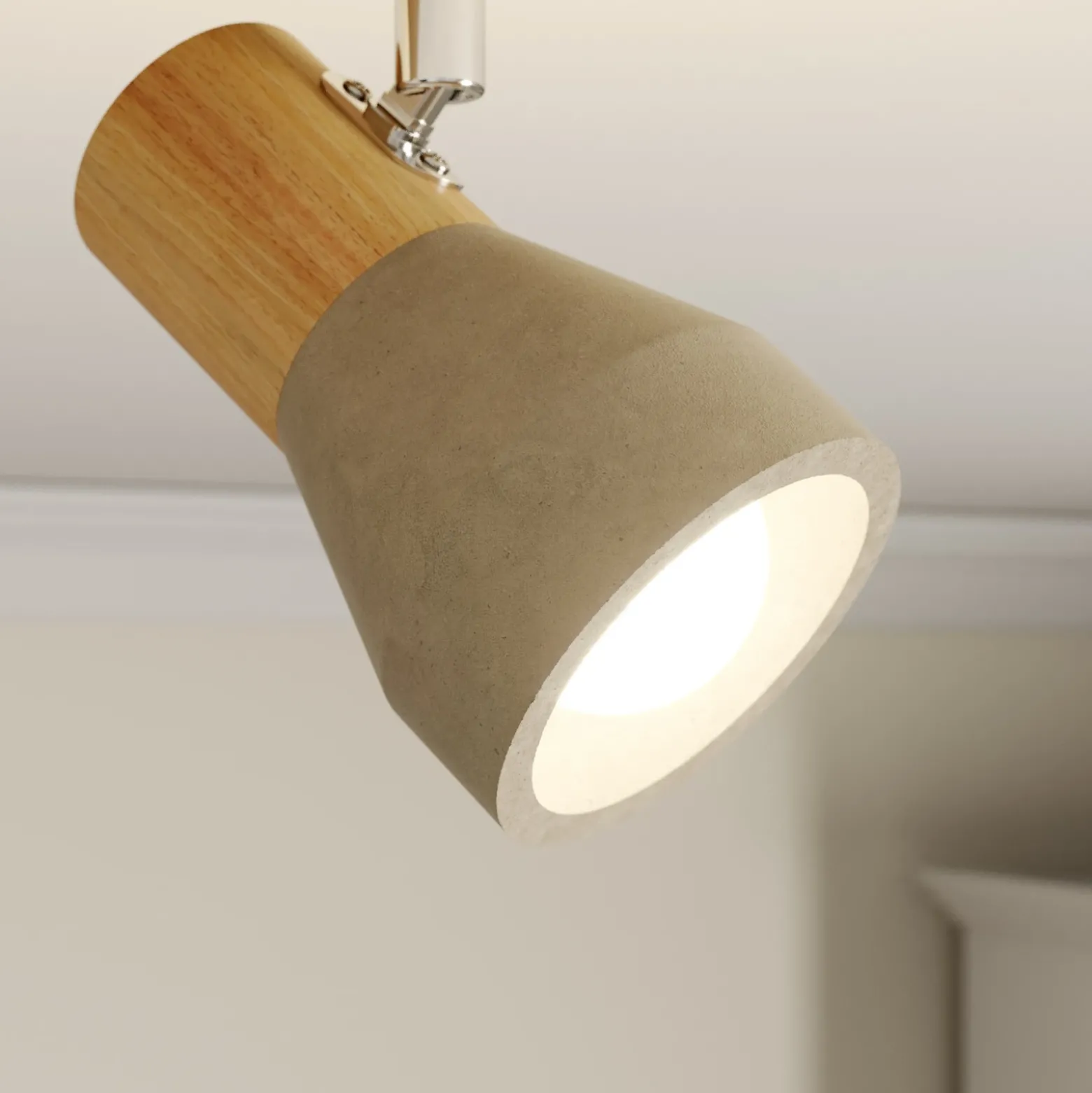 Lindby Filiz foco, 2 luces, 27 cm, madera, hormigón, E14