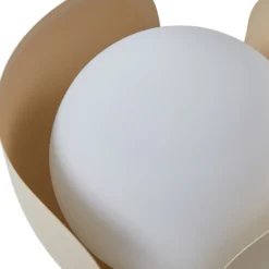 Lindby Fiora lámpara de mesa, beige, cristal, metal, Ø 20 cm