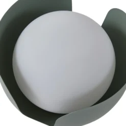 Lindby Fiora lámpara de mesa, verde, cristal, metal, Ø 20 cm