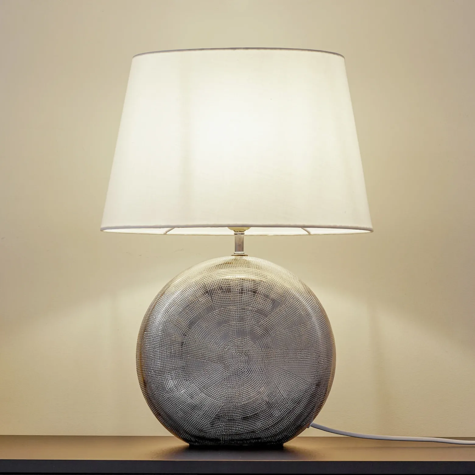 Lindby Florentino lámpara de mesa, 49 cm, cerámica, textil