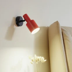 Lindby foco de pared Ovelia, naranja/negro, metal, E27