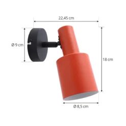Lindby foco de pared Ovelia, naranja/negro, metal, E27