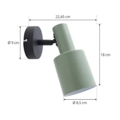 Lindby foco de pared Ovelia, verde/negro, metal, E27