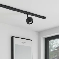 Lindby foco de riel Linaro, GU10, Ø 9 cm, negro, 1 fase