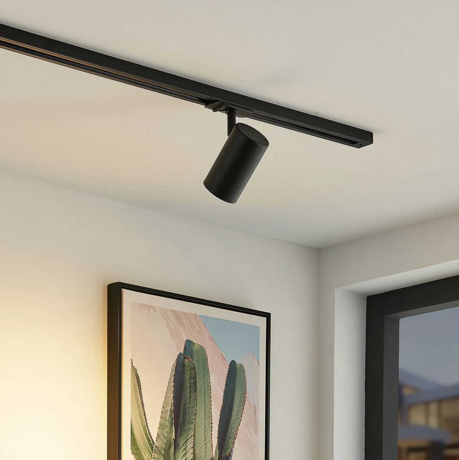 Lindby foco de riel Linaro, GU10, Ø 6 cm, negro, 1 fase