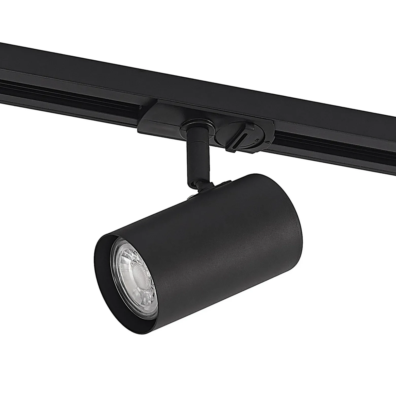 Lindby foco de riel Linaro, GU10, Ø 6 cm, negro, 1 fase