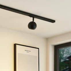 Lindby foco de riel Linaro, GU10, Ø 9 cm, negro, 1 fase