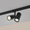 Lindby foco de riel Linaro, GU10, 2 luces, negro, tapa