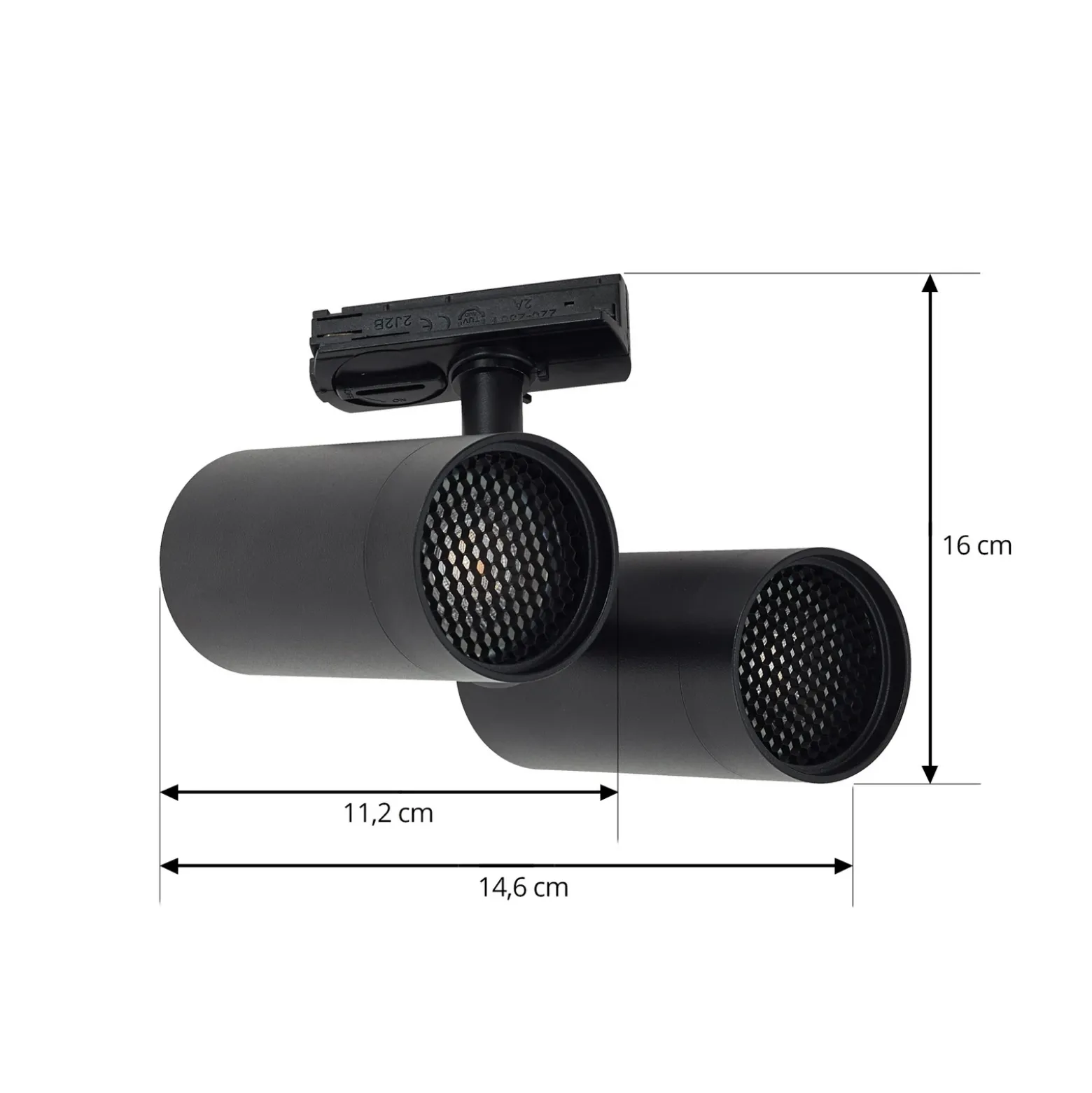Lindby foco de riel Linaro, GU10, 2 luces, negro, tapa