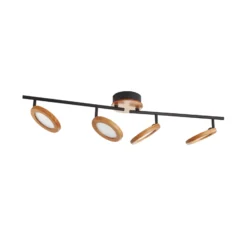 Lindby foco LED Manel, madera, 84 cm de largo, 4 luces