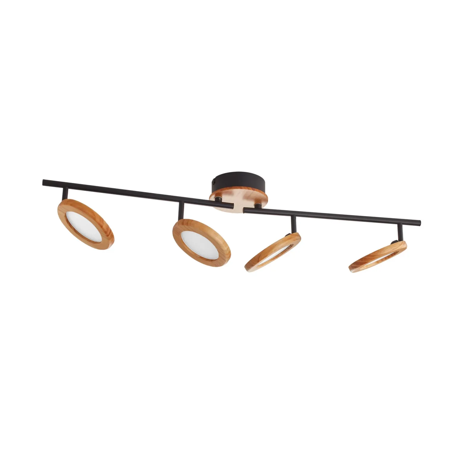 Lindby foco LED Manel, madera, 84 cm de largo, 4 luces