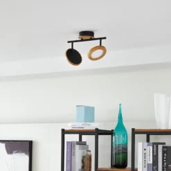 Lindby foco LED Manel, madera, 37 cm de largo, 2 luces