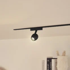 Lindby foco LED 48 V Lumaro, negro, Ø 6,2 cm, atenuable