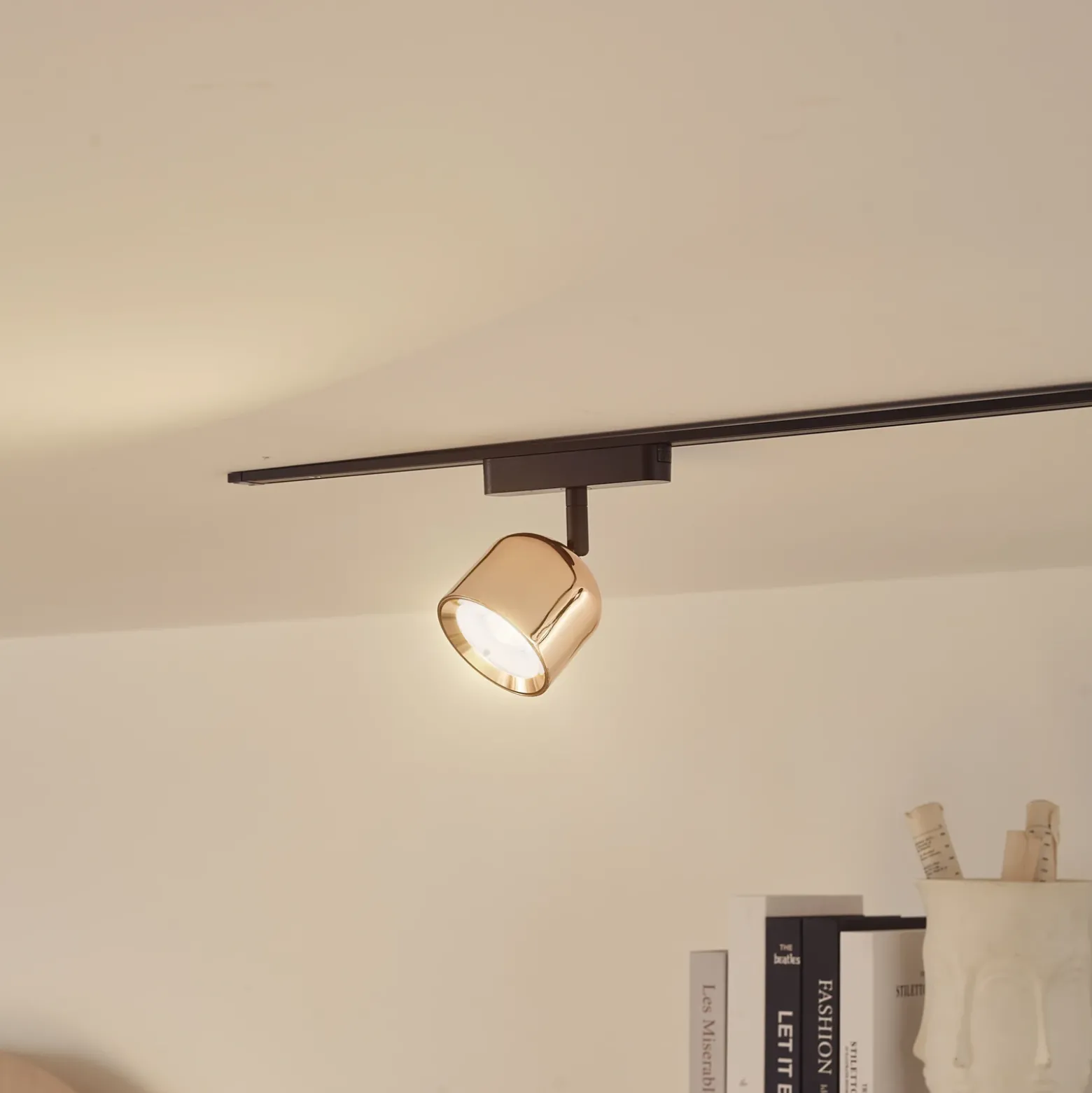 Lindby foco LED 48 V Lumaro, oro rosa, Ø 8,2 cm, aluminio, atenuable