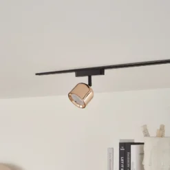 Lindby foco LED 48 V Lumaro, oro rosa, Ø 8,2 cm, aluminio, atenuable