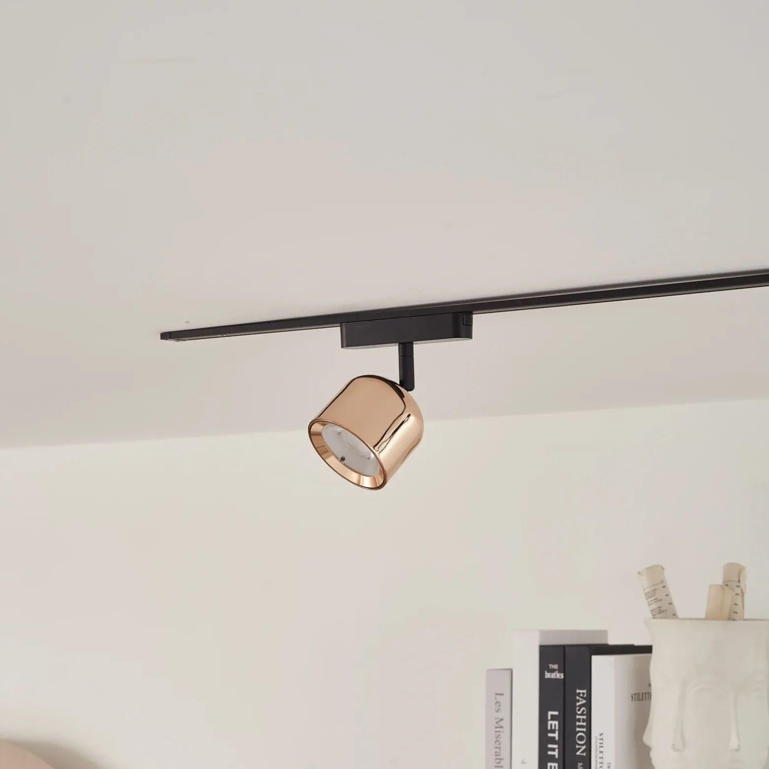 Lindby foco LED 48 V Lumaro, oro rosa, Ø 8,2 cm, aluminio, atenuable