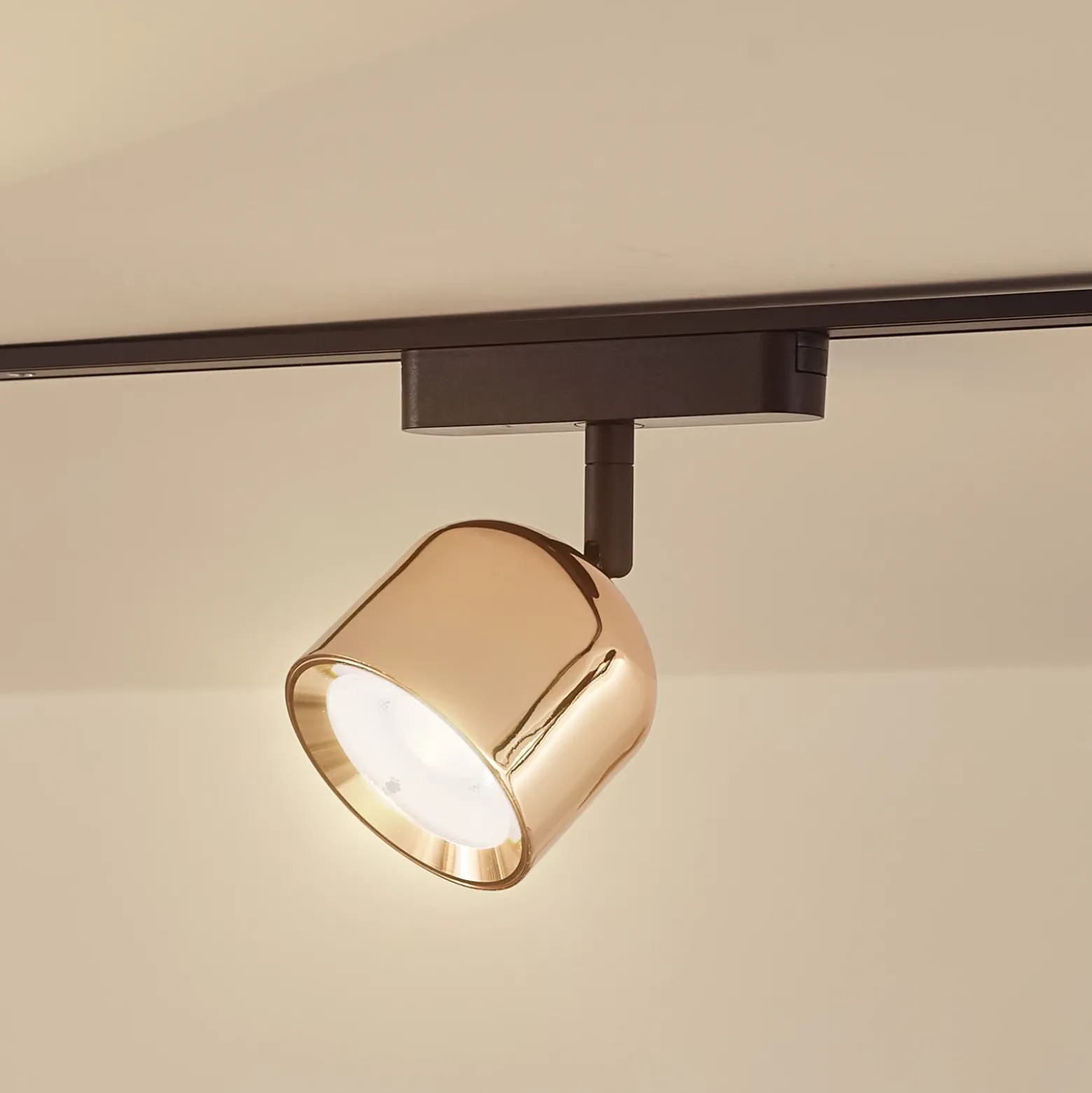Lindby foco LED 48 V Lumaro, oro rosa, Ø 8,2 cm, aluminio, atenuable